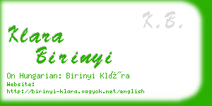 klara birinyi business card